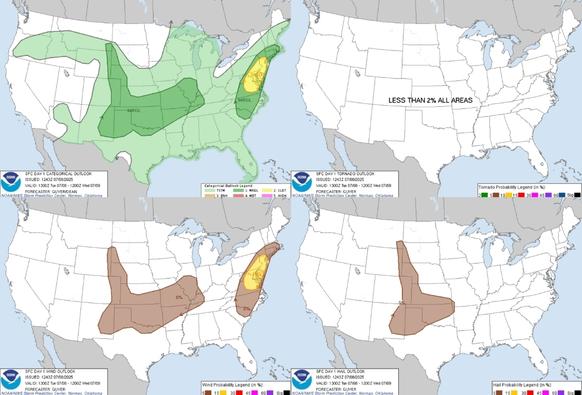 Heavy Rainfall and Severe Thunderstorms Possible in the Mid-Atlantic and Northeast Today; Dangerous Heat in the Southwest
Scattered severe thunderstorms containing the potential for damaging wind gusts and excessive rainfall are possible from the Mid-Atlantic to southern New England today, with additional thunderstorms and heavy rain possible across parts of the Plains and Middle Mississippi Valley. Heat and humidity remain along the East Coast and Interior Northwest, while dangerous heat builds into the Southwest