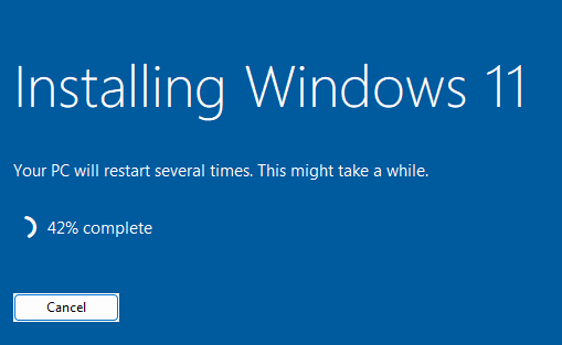 Screenshot showing installing of Windows 11 operating system.