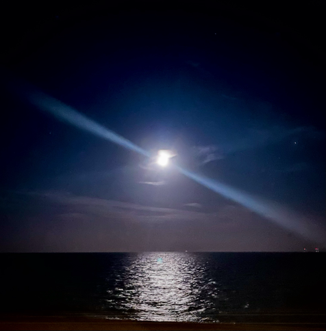 Brighton Beach, moonshine on water