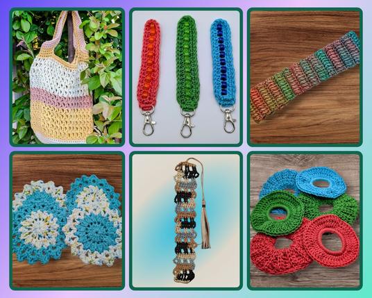 A collage filled with photos of some of my crocheted creations.
