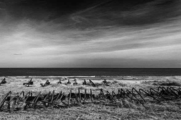 Anchors on the beach, St Cyrus, Scotland