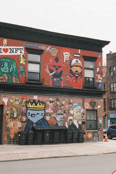 vibrant street art display on urban building