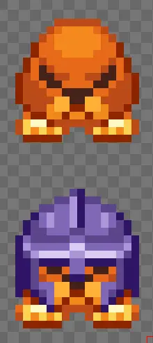 Small enemy with a doglike head for a body, with legs. With and without a big helmet.