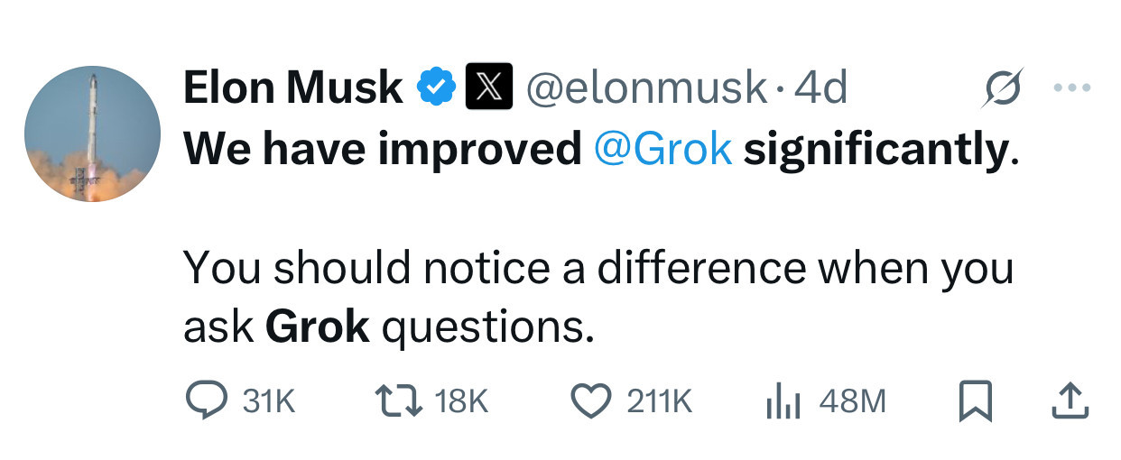 We have improved Grok significantly.