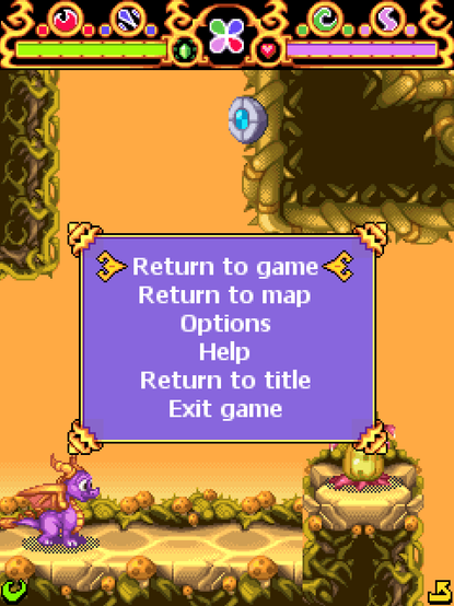 Screenshot of Legend of Spyro A New Beginning for mobile showing that I maxed out life and mana and got the secret power up.