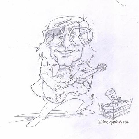 Sketch della caricatura di Ivan Graziani