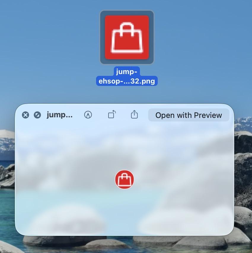 A screenshot. A very square icon is being QuickLooked in the Finder. In the QuickLook window, it is suddenly a round icon, because of the rounded corners of the preview.