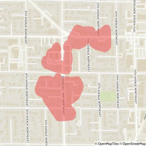 A map showing the location of the outage, centered around Northeast 123rd Street in the Pinehurst area.