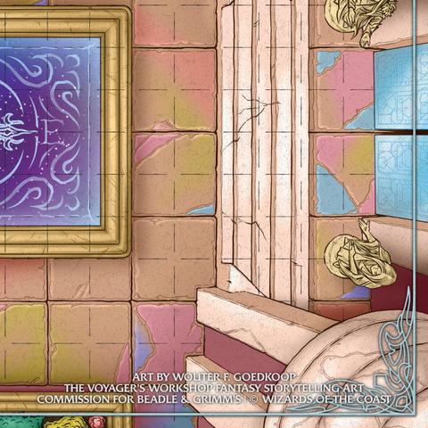 Closeup of a battle map of the Palace of Spires created for Beadle & Grimm’s D&D DMG Map Collection.