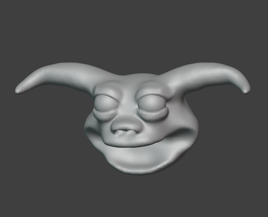 Blender viewport screenshot of a 3D monster head sculpture in progress.