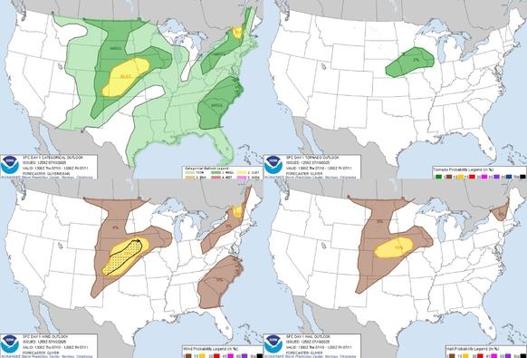 Severe Thunderstorms and Heavy Rain Possible Across the Central U.S.; Additional Flash Flooding Potential in the Mid-Atlantic
Strong thunderstorms are forecast across parts of the Central Plains and Midwest today with damaging wind gusts, large hail, and heavy rainfall the primary threats. Heavy rain and scattered flash flooding is also possible across the Carolinas into Virginia. Elevated to critical fire weather concerns in the Four Corners region as Extreme Heat Warnings remain in effect across the Desert Southwest.