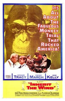 This is a poster for Inherit the Wind. The poster art copyright is believed to belong to the distributor of the film, United Artists, the publisher of the film or the graphic artist. Further details: A poster for the movie version of Inherit the Wind. By http://www.art.com/asp/sp-asp/_/pd--10129670/Inherit_the_Wind_Style_A.htm, Fair use, https://en.wikipedia.org/w/index.php?curid=4380996