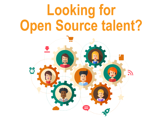 (illustration of different people in cogs) Looking for open source talent?