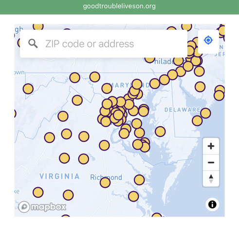 Map showing locations of the “Good Trouble Lives On” protests to be held in Massachusetts on Thursday, July 17th, 2025.