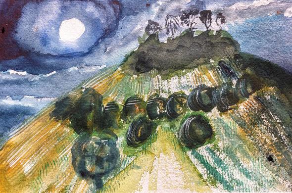 Wittenham clumps by moonlight