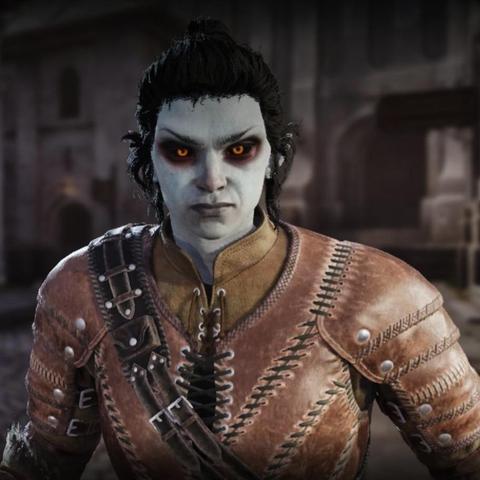 A Oblivion Remastered dunmer player character with a face inspired by post-downguard vampires in Skyrim.