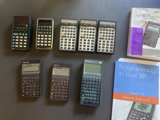 8 vintage RPN calculators.