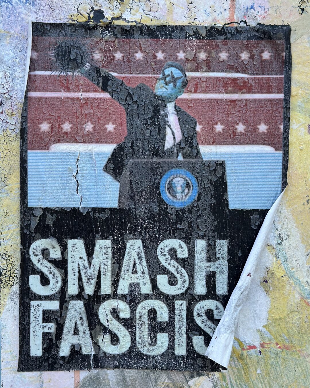 “Smash racism” with a stylized photo of Elon Musk throwing a Nazi salute