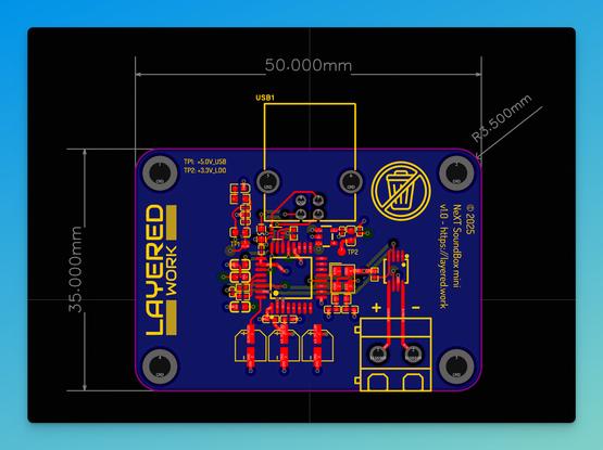 PCB layout from EasyEDA. The top layer and the silkscreen layer are visible.