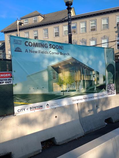 Large banner with picture of a building