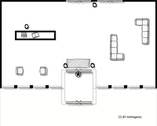 modern top down map in black and white of a building lobby