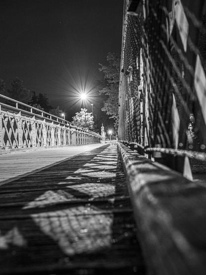 A bridge in Inssbruck for cyclists and pedestrians in the night