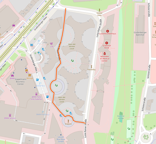 Stadtplan-Ausschnitt Düsseldorf

Verlauf der  Frank-Zappa-Straße

Quelle: OpenStreetMap