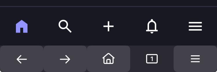On Apple iOS, Mastodon web page, in Firefox, has its widgets stacked on top of Firefox widgets; “house” & 3-horizontal-lines look same/highly similar.