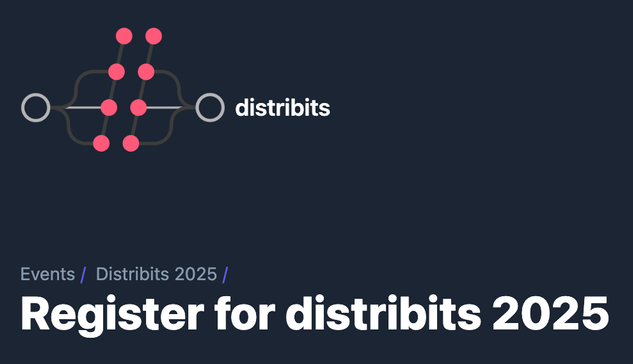 Distribits 2025 registration page header with distribits logo and the text 'Register for distribits'.