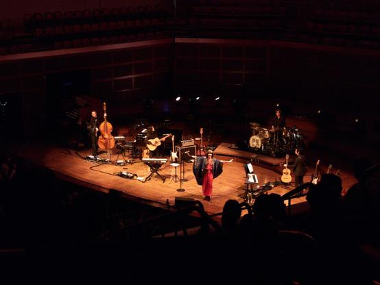Photo of the Yeah Yeah Yeahs performing on stage at Louise M. Davies Symphony Hall • San Francisco, CA — July 14, 2025