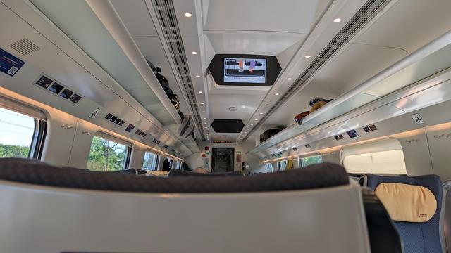 Interior of a ED250 unit with information trash screens.