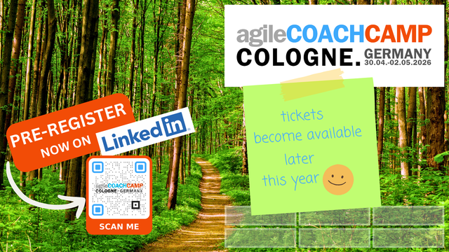 Path in the forest and information about agile COACH CAMP COLOGNE