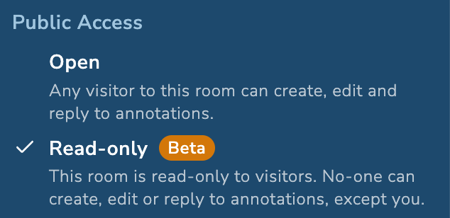 The Access Settings dialog from the liiive dashboard.