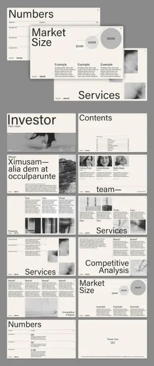 Minimalist Business Investor Pitch Deck Presentation Template by RedGiant for Adobe InDesign