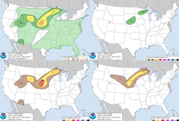 Scattered severe gusts (some 75+ mph) and large hail are probable across parts of Nebraska late this afternoon and evening. A mix of scattered severe/damaging winds and large hail should also occur from the Upper Great Lakes to Wyoming this afternoon to mid-evening. #WeatherAwareDay #weather #wx #SPC #TheOutpost #SevereWeather 

Severe Weather Threats Across the Plains; Dangerous Heat and Wildfire Concerns for the West; Watching the Tropics
Severe thunderstorms are expected across the Central Plains accompanied by damaging wind gusts and large hail. In addition, heavy rainfall may lead to instances of flash flooding from the Plains and mid-Atlantic regions. The heavy rainfall threat continues across Florida and across the northern Gulf as we monitor a tropical disturbance tracking westward. Critical fire weather for the Great Basin.