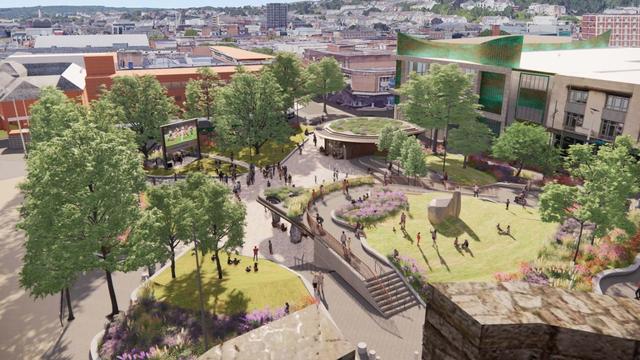 Artist's impression of new Castle Square Gardens