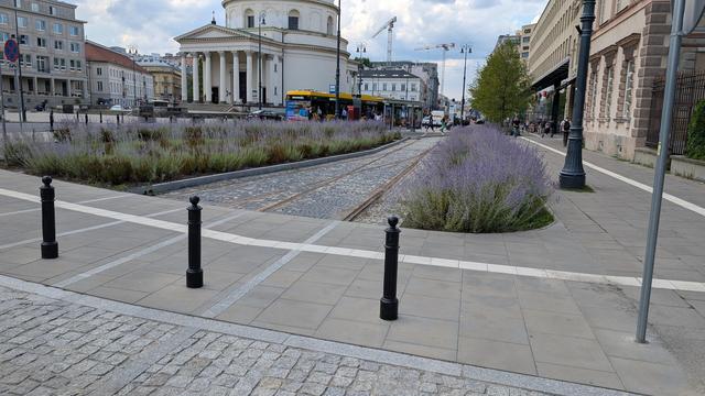 Old tram tracks in Warszawa.