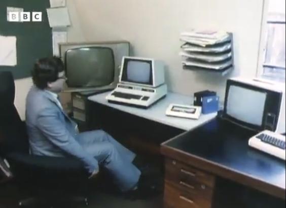 Chris at work with his Commodore PET and Vic-20. 

source https://youtube.com/watch?v=jbu0kmCeLSI