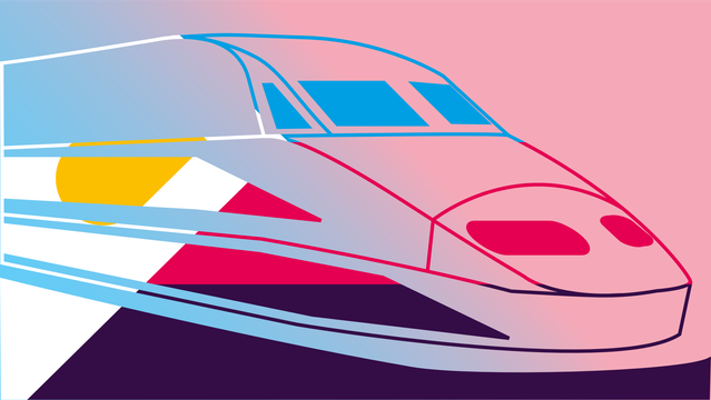 the TGV logo masked onto a poly flag with a trans blue-pink gradient