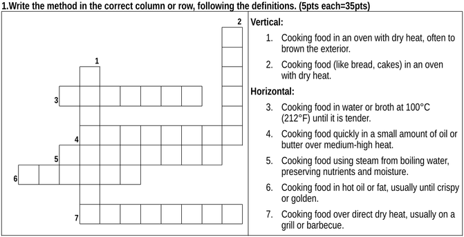 Cooking methods. (Crossword)