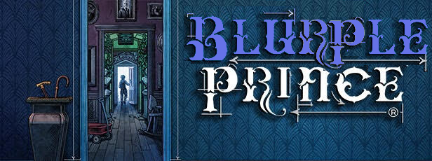 Doctored version of Blue Prince game logo, reading "Blurple Prince" and coloured in a shade of blueish-purple