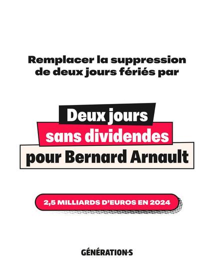 Remplacer la suppression de deux jours fériés par deux jours sans dividendes pour Bernard Arnaud : 2,5 milliards d'euros en 2024