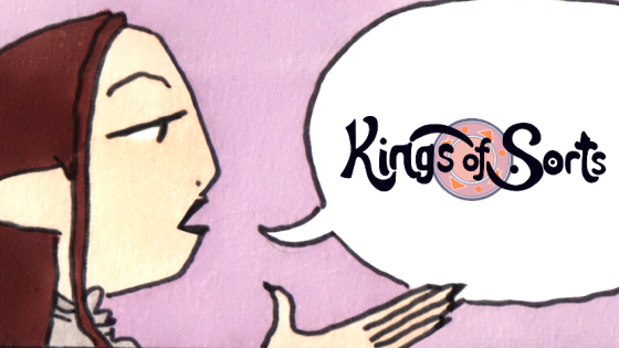 webcomic update post for kings of sorts episode 12 page 64. Zeynah calmly explains something. Her speech bubble text is replace with the Kings of Sorts logo.