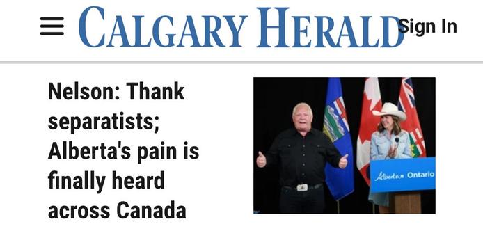 Nelson: Thank
separatists;
Alberta's pain is
finally heard he
across Canada
