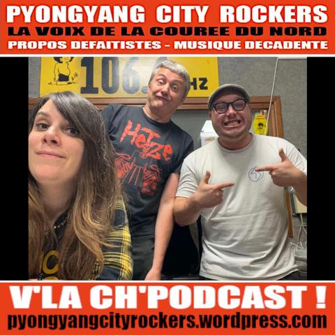 C'est l'équipe du Pyongyang City Rockers #397 qui est sur la photo. 1 meuf, 2 mecs, au tant de grimaces.