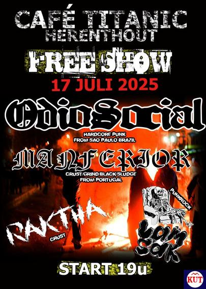 Odio Social + Manferior + Lamsak + Rakhta @ Muziekkafee Titanic Herenthout 17.07.2025