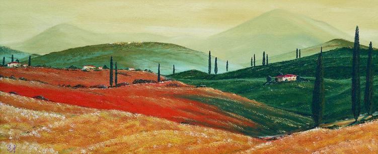 Oil painting toscany landscape