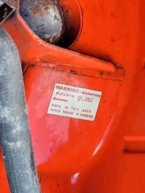 #AustinAllegro warning sticker, watch out for those pulleys! Also suitable for #MiniMetro - http://miniphernalia.co.uk