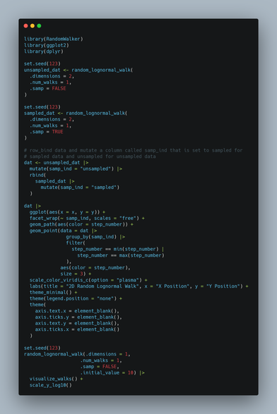 Just updated my #R #Package in #dev on #GitHub with another #RandomWalk this time from the #Lognormal  #Distribution with random_lognormal_walk()

See below :)

#ggplot2 #tidydata