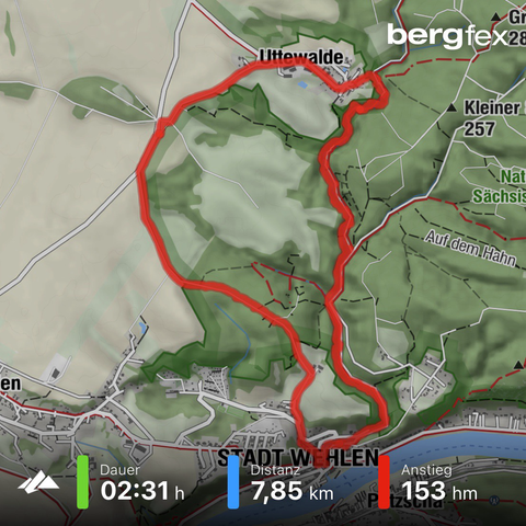 Map of a 7.8 km long hike near Stadt Wehlen